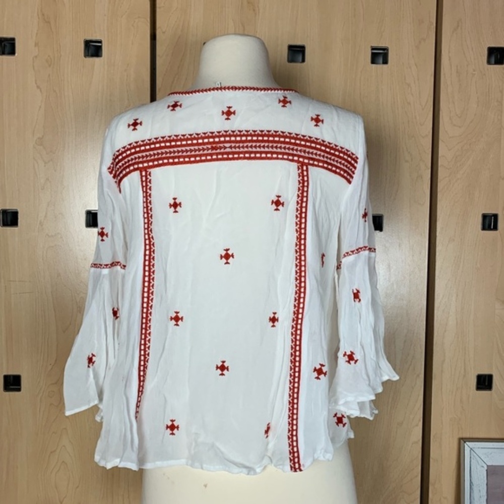 ANTHROPOLOGIE adena embroidered boho chiffon top - Picture 4 of 5